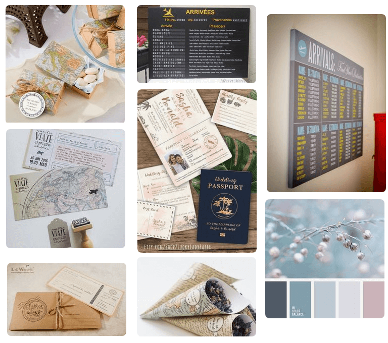 Tablero de inspiración para una boda viajera